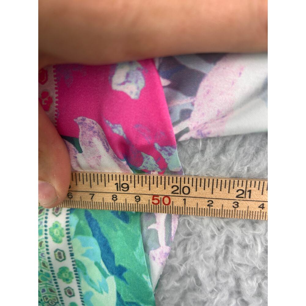 Zara Patchwork Floral Button Blouse Satin Sheer L… - image 5